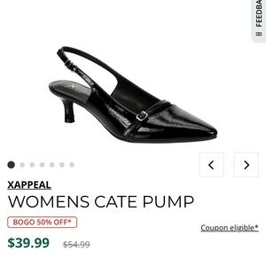 X-Appeal Glossy Black Slingback Heels